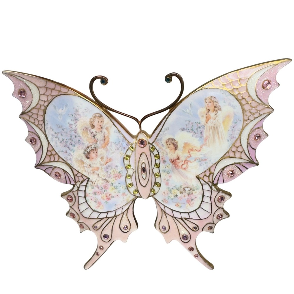 Bradford Exchange Dona Gelsinger Wings of Love Angel Butterfly Wall Plaque Pink